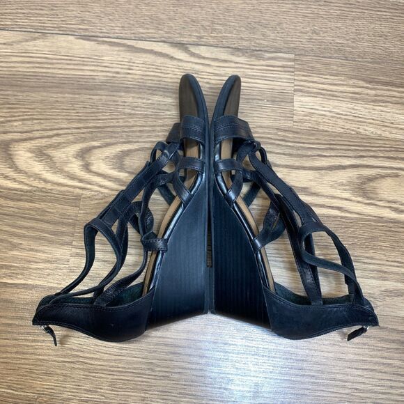 Sofft Ravello Black Wedge Sandals Sz 10M Walk Comfort Cushion Style Cage Sandals - Picture 2 of 9